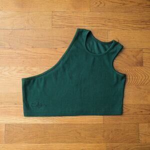 Telfar Cropped Asymmetric Tank in Forest Green Size‎ S Unisex Black Designer